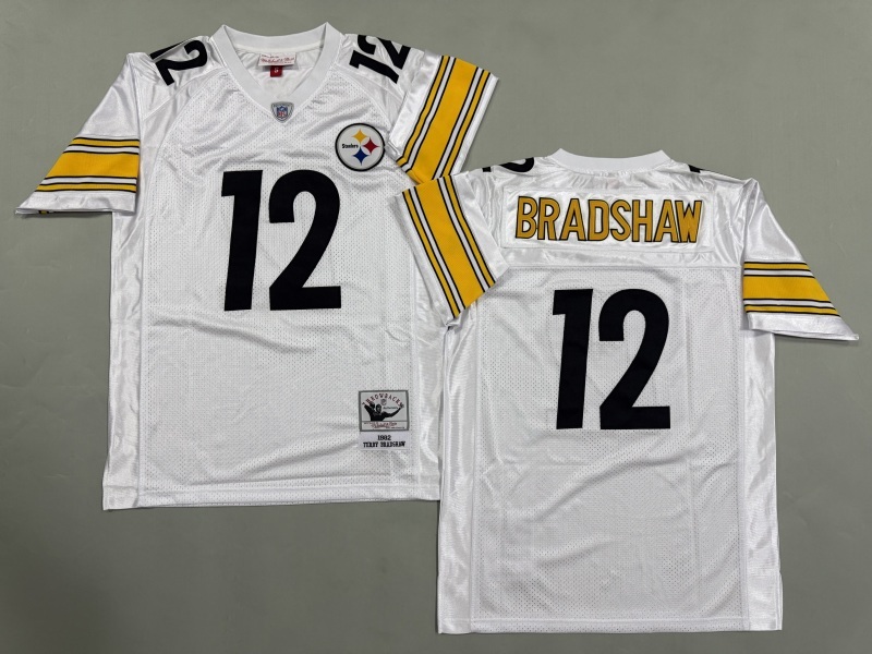 Men 2025 Pittsburgh Steelers #12 Bradshaw white Throwback Limited NFL Jersey style 002->pittsburgh steelers->NFL Jersey